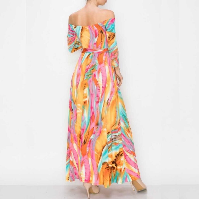 Off-shoulder maxi dress(Orange)